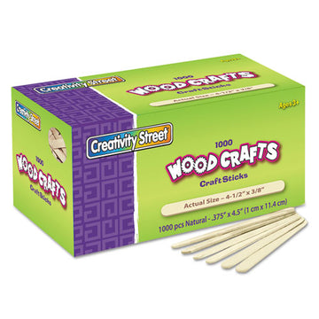 Creativity Street® Natural Wood Craft Sticks, 4.5" X 0.38", Economy Grade Wood, Natural, 1,000-box freeshipping - TVN Wholesale